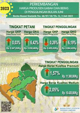 Perkembangan Harga Produsen Gabah Dan Beras Provinsi Lampung Juni 2023